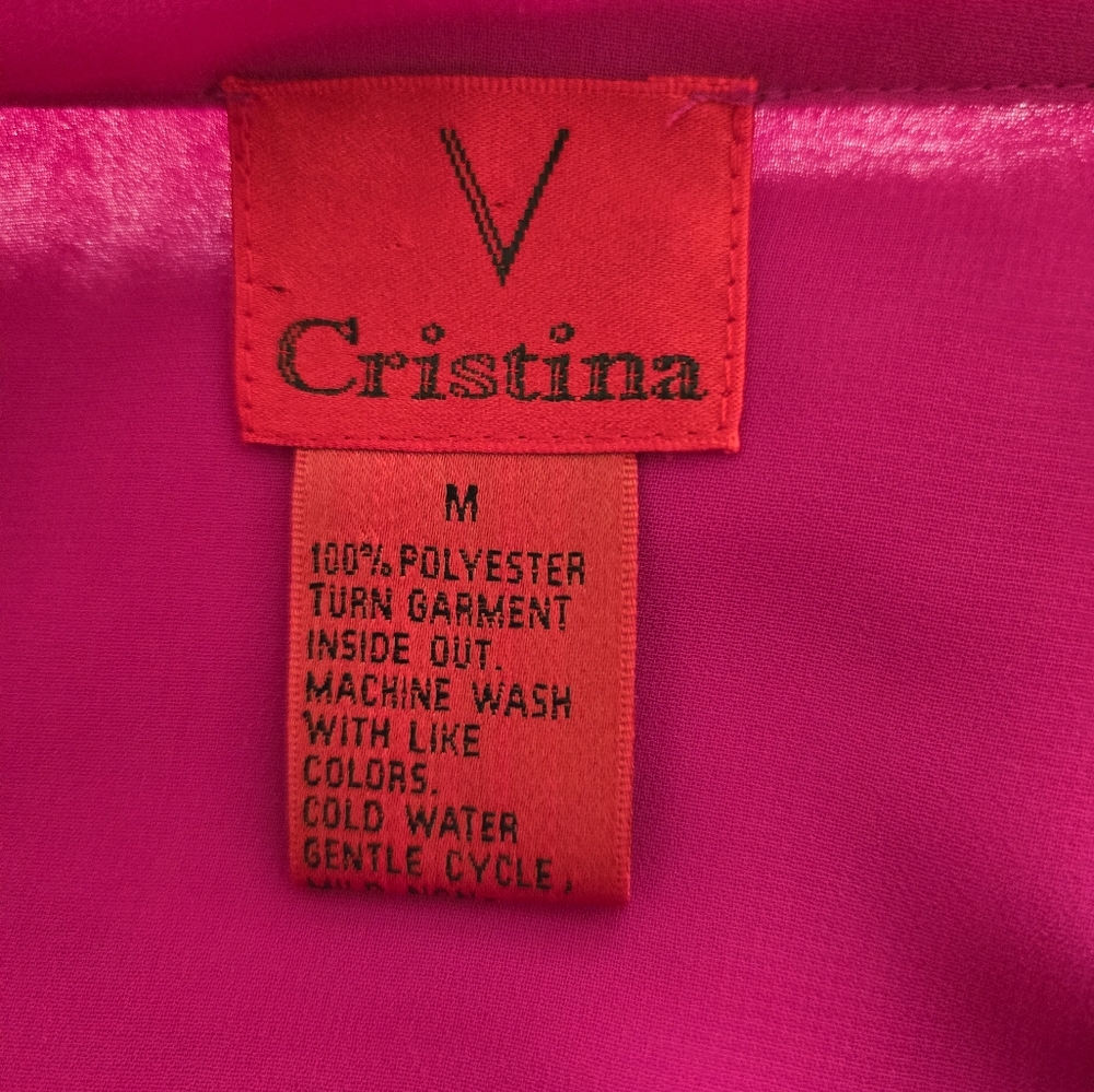 V Cristina Women's Sheer Mgenta Ruffle Blouse Size M - Picture 9 of 13
